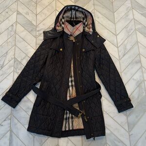 Black Burberry Quilted Jacket / Rain Jacket